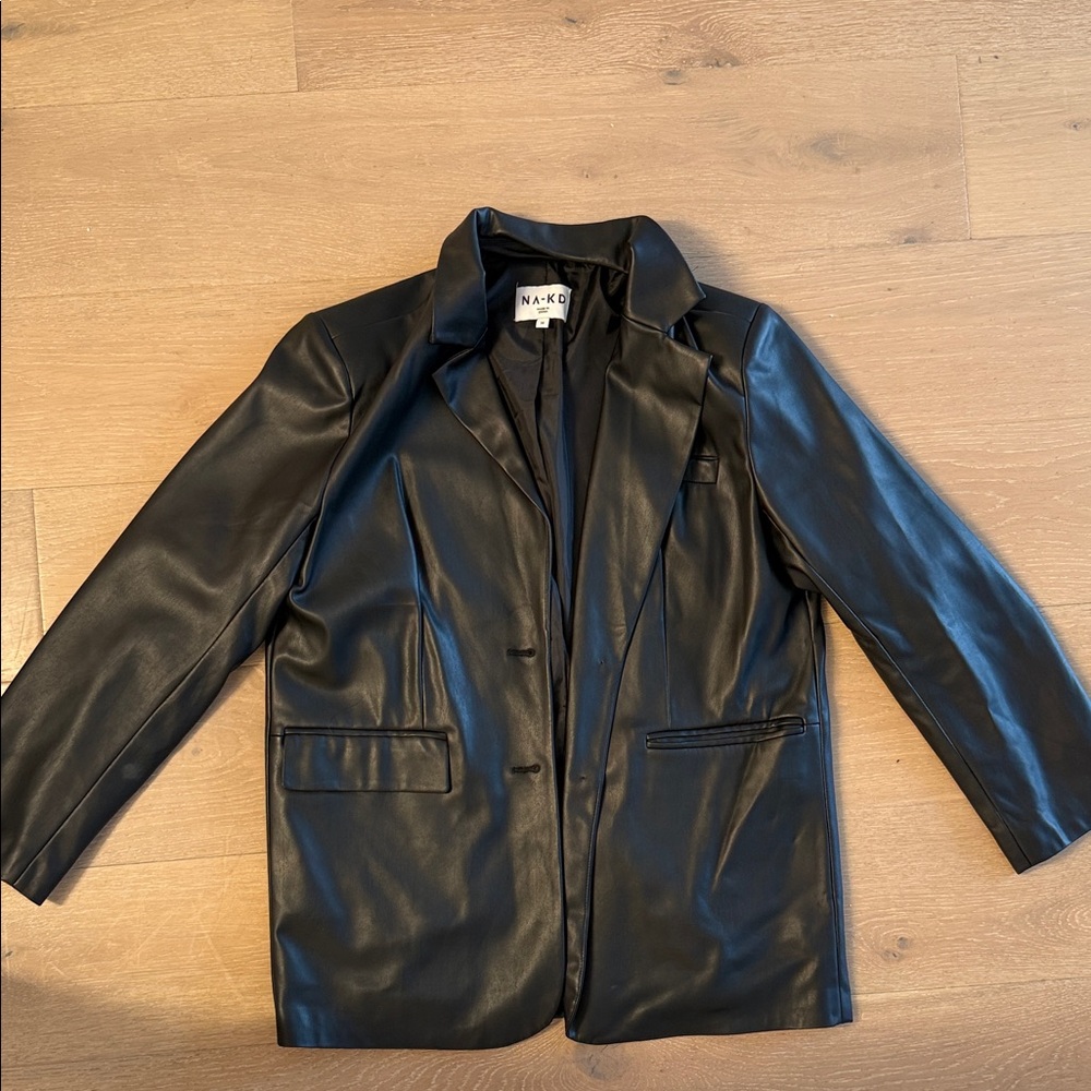 Nakd Black faux Leather blazer for women